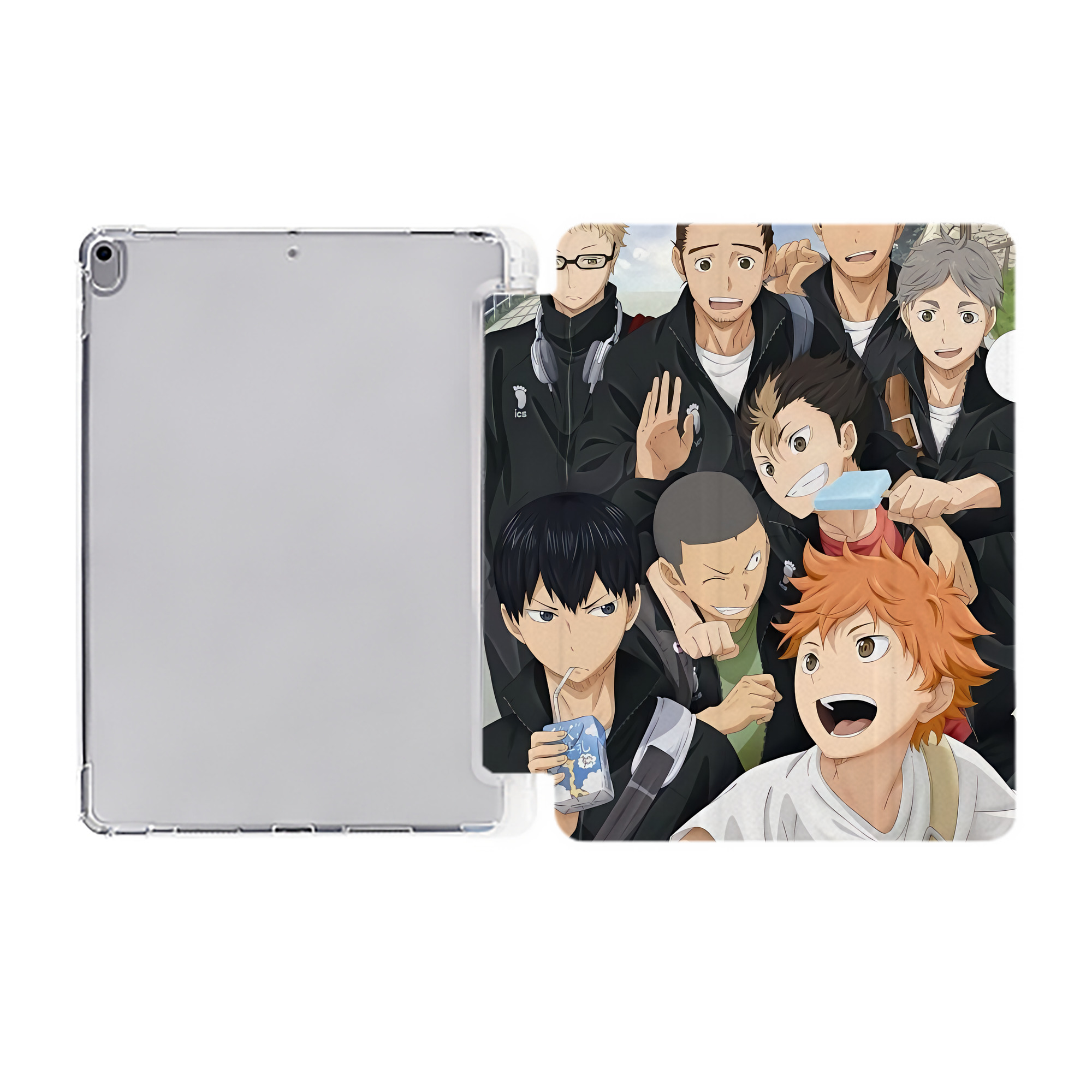 （画像用） ハイキュー!! Haikyu!! IPad ケース ペン収納付き 三つ折りスタンド PUレザー×シリコン 対応機種9.5/10.5/10.9インチ